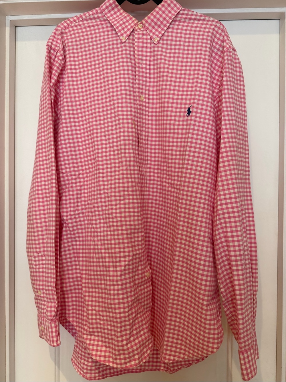 Men’s Ralph Lauren Pink Gingham Button-Down Shirt, XLT